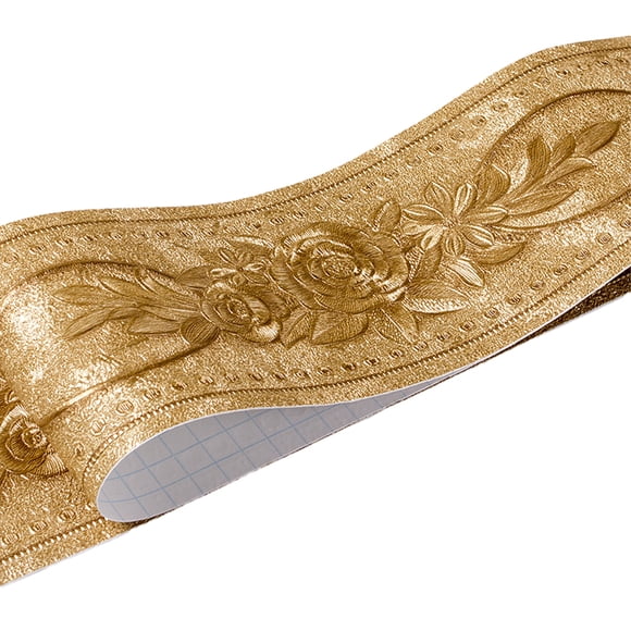 Wweixi Plinthe Autocollante en Bois Durable Marbré Robuste et Écologique Pivoine Dorée 1Ensemble