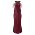 thumbnail image 4 of adviicd Robes pour Femmes Invitées de Mariage Robes de Soirée pour Femmes Robes Formelles pour Femmes Élégantes à Col en V Sans Manches Fendue Robe Rouge,TG, 4 of 5