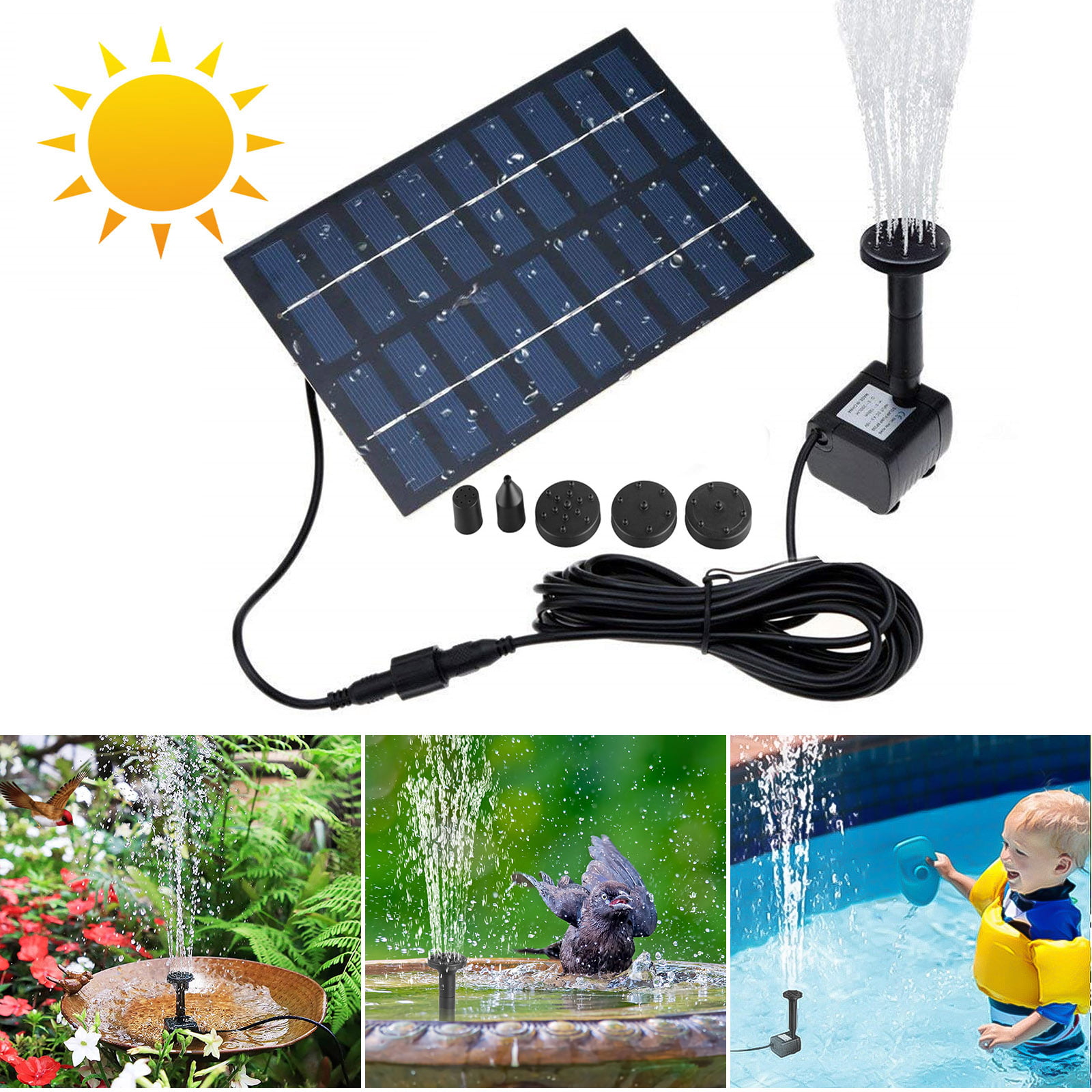 Solar Power Water Pump  Fountain Submersible With Filter Remote Pond Pool  L X 