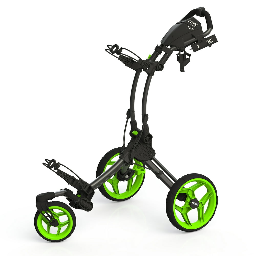 Rovic By Clicgear Rv1s Swivel 3-wheel Golf Push Cart (charcoal Lime 