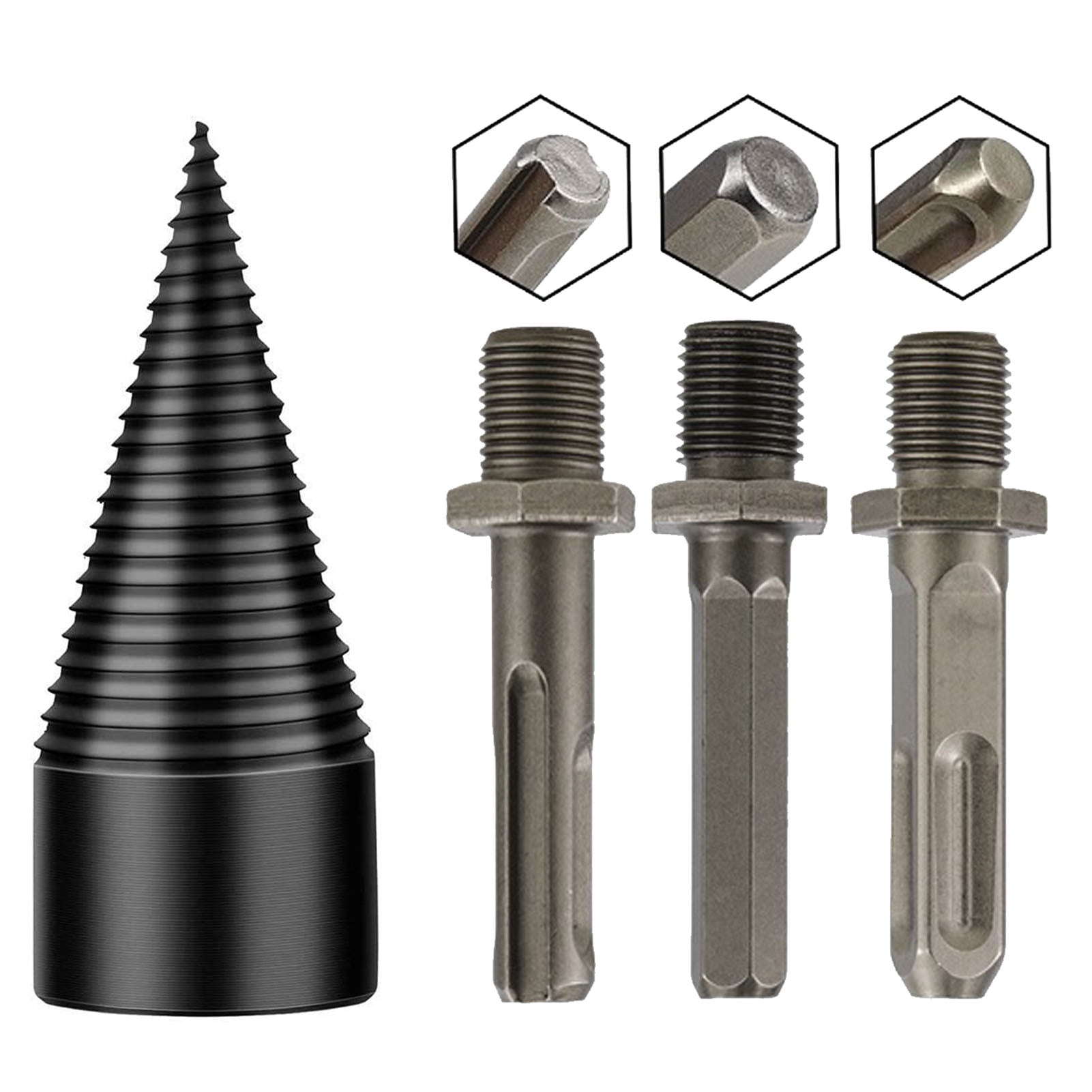 3pcs Removable Firewood Log Splitter Drill Bit, Wood Splitter Drill