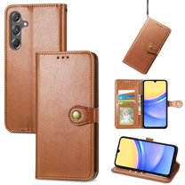 for Samsung Galaxy A25 5G Phone Case Wallet Card Holder, Premium PU Leather Stand Flip Wrist Strap Magnetic Closure Shockproof Protective Wallet Case Cover for Samsung Galaxy A25 5G, Brown