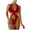 Red, variant on Womens Plus Size One-Piece Swimsuit with Tummy Control, Front Cross High Waisted Hollow Bathing Suit