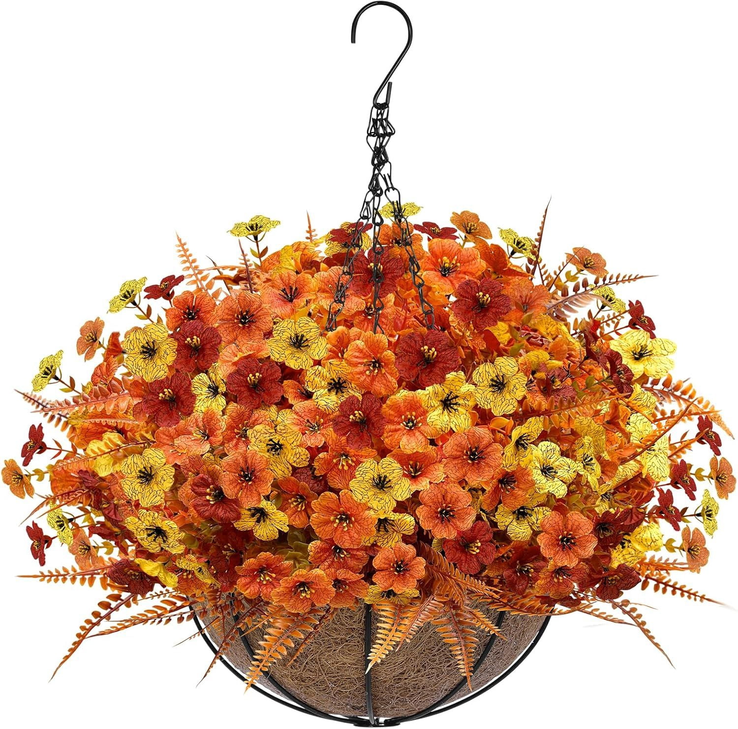 20 Inch Christmas Hanging Basket Decorations with 30LED Warm White & Multicolored Light, Remote Control, 8 Mode, Timer, Lifelike Scots Pine Bristles Hanging Christmas Decor