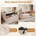 thumbnail image 5 of Twin Size Upholstered Daybed with Charging, Comfy Velvet Sofa Bed with Hydraulic Storage, Wooden Slats and Tufted Back, Without Mattress, Pink, 5 of 9