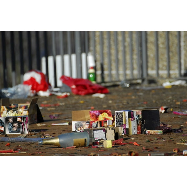 Firecrackers Pollution New Year's Day Waste20 Inch By 30 Inch Laminated Poster With Bright