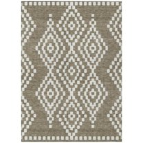 HomeRoots 592672 5 x 8 ft. Taupe & Ivory Geometric Washable Indoor & Outdoor Rectangle Area Rug
