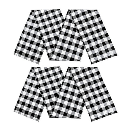 

Checked Plaid Table Runner 13x84 Inch Black and White Tabletop Christmas Gathering Table Setting Decorations