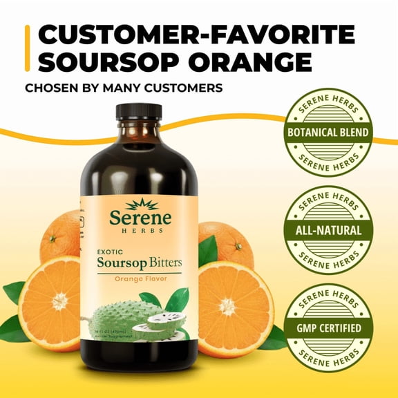 Serene Herbs Soursop Bitters Orange Flavor – Traditional Herbal Liquid Supplement, 16 fl oz