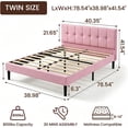 thumbnail image 2 of Zerduos Twin Size Bed Frame with Adjustable pholstered Platform Bed Frame, Easy Assembly, No Box Spring Needed, Pink, 2 of 8