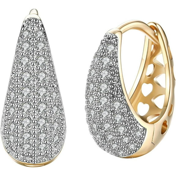 14K Gold Plated Drop Earrings For Women,Inlaid Cubic Zirconia Teardrop Earrings,March Birthstone Earrings With Blue Aquamarine, For Girlfriend Wife Mother's Day Jewelry Gifts