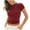 Wine Red, variant on YYDGH Womens Summer Short Sleeve Cute Crop Tops Casual Basic Crewneck Slim Fit T-Shirts Black S
