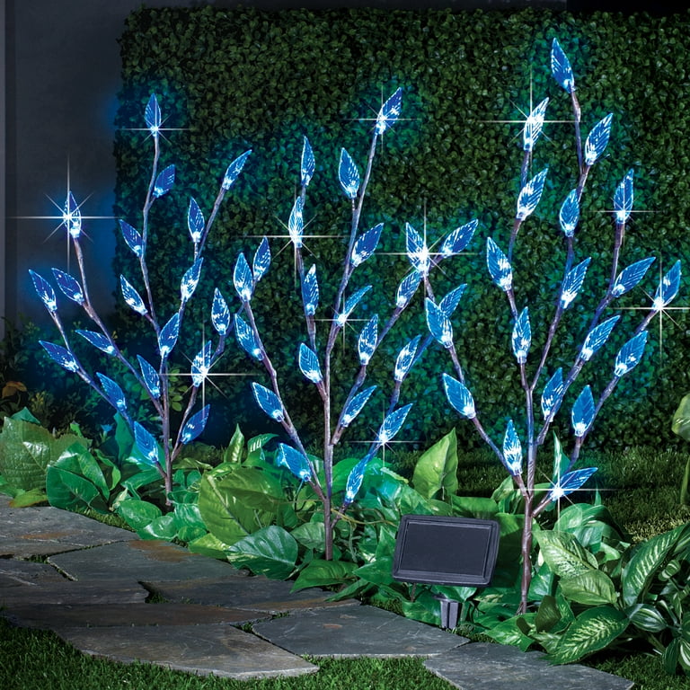 Bright Leaf Branch Solar Garden Lights with Adjustable Branches - Set of 3, Outdoor Decorative Accents Bright Leaf Branch Solar Garden Lights with Adjustable Branches - Set of 3, Outdoor Decorative Accents