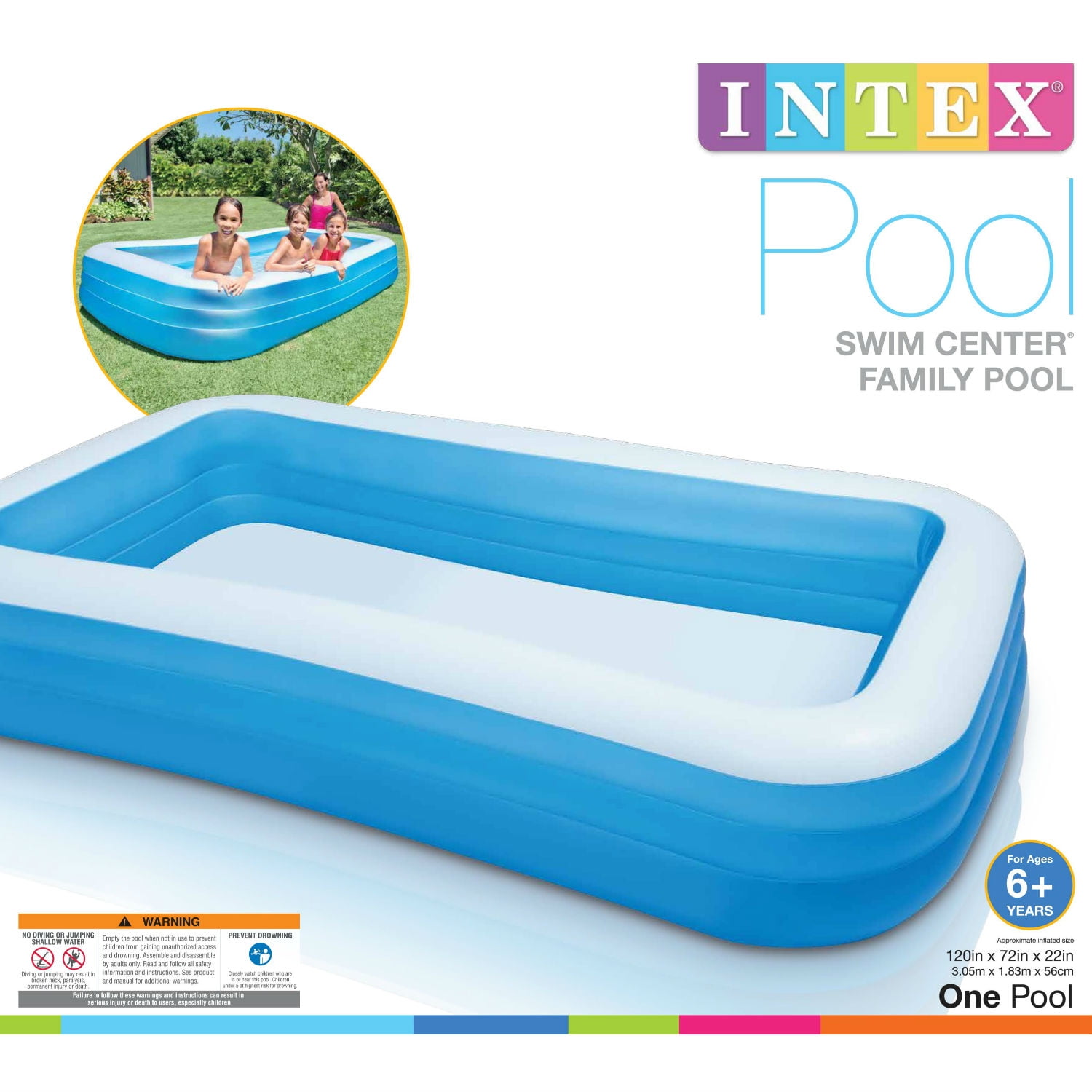 45CM IGEMY Rectangular Inflatable Family Pool Inflatable Swimming Pool Swim Center Family Large Inflatable Pool Game Pool Toys 125 Blue 85 