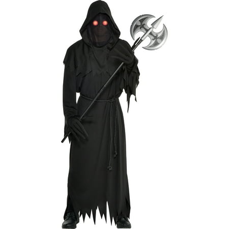 Light Up Glaring Grim Reaper Halloween Costume for Adults, Standard