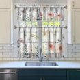 thumbnail image 3 of Watercolor Plants and Flowers2(1) Kitchen Curtain Valance 3 Piece Home Curtains and Valance Set Curtain Sink Window Decor Window Treatment Tier 27.5x36 Length, 3 of 6