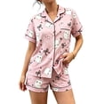 thumbnail image 2 of Halloween Pajamas Women Pants Set Satin Silk Casual Soft Comfort Pumpkin Print Halloween Pumpkin Set Notch Collar Sleepwear Set for Women Teen Girls, 2 of 6