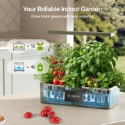 Suncoze 12 Pod Hydroponic Growing System, Indoor Herb Garden with 24W LED Grow Light, 4L Water Tank, Black