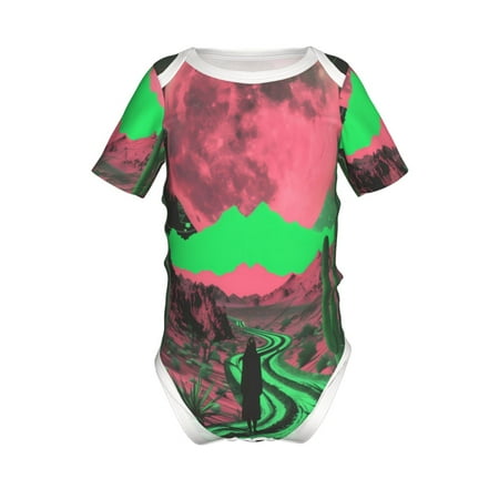 

Coaee Neon Desert Moon for Soft Baby Short-Sleeve Bodysuit Baby Climbing Clothes Baby Girls Boys Bodysuit Romper-2 Years
