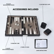 GSE Games & Sports Expert Premium Leather Backgammon Board Game Set. Classica Folding Backgammon Game with Game Pieces