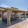 thumbnail image 2 of Hommow 12' x 16' Aluminum Frame Outdoor Gazebo, Metal Double Roof Patio Gazebo for Gardens, Lawns, Parties, Green, 2 of 8