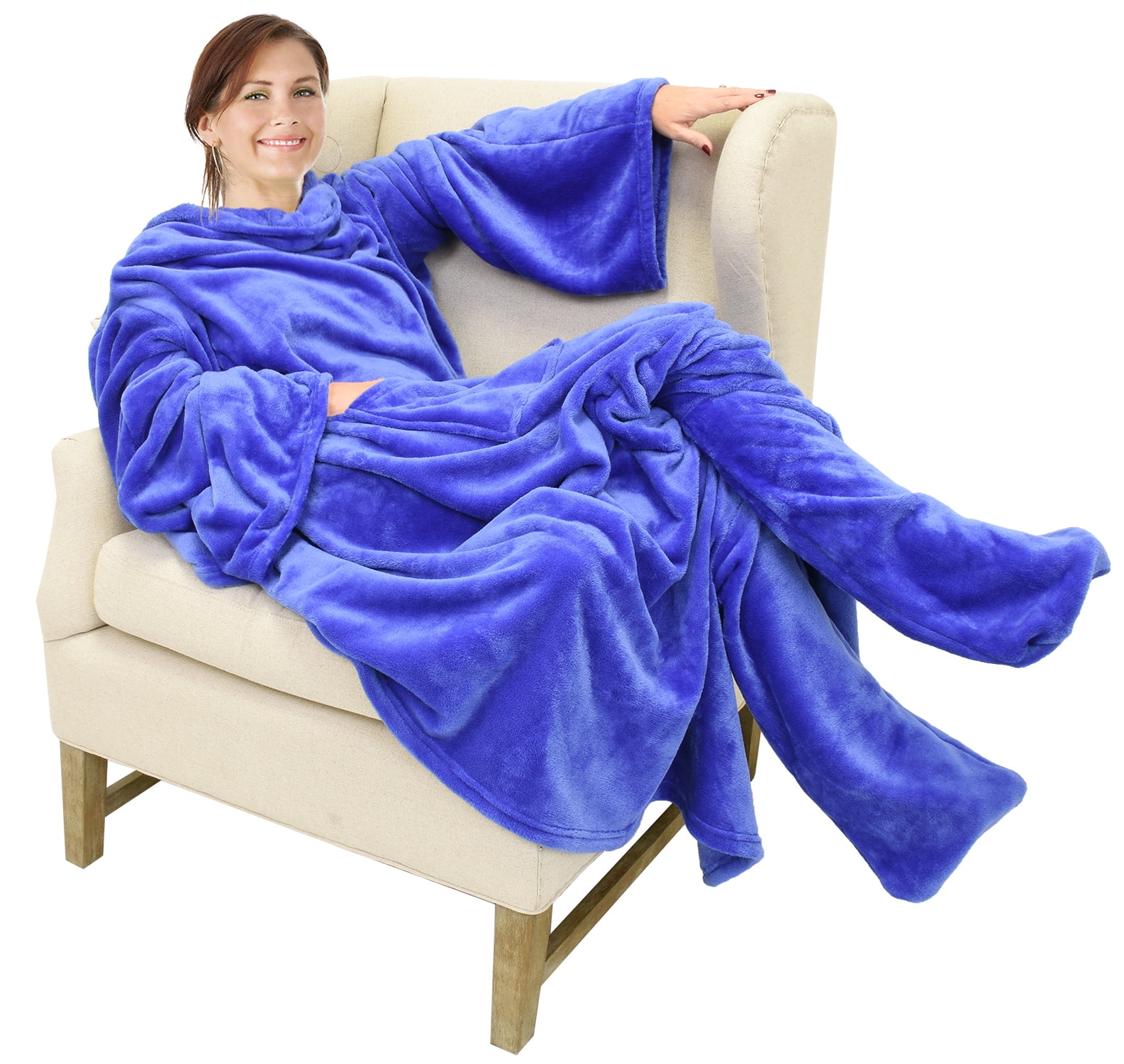Catalonia Wearable TV Blanket with Sleeves Arms Feet pockets for Adult Micro Plush Fleece Large Wrap Throw Robe 75 x 5 Walmart