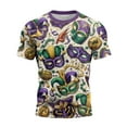 thumbnail image 5 of Resicozy Mardi Gras Shirt for Men Funny Print Pullovers Fashion Casual Crew Neck Short Sleeve Shirts Khaki S, 5 of 5