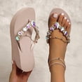 thumbnail image 6 of Yuanlong Womens Sandals Beach Platform Sandals Rhinestone Decoration Dressy Casual Beach Holiday Wedge Sandals, 6 of 8