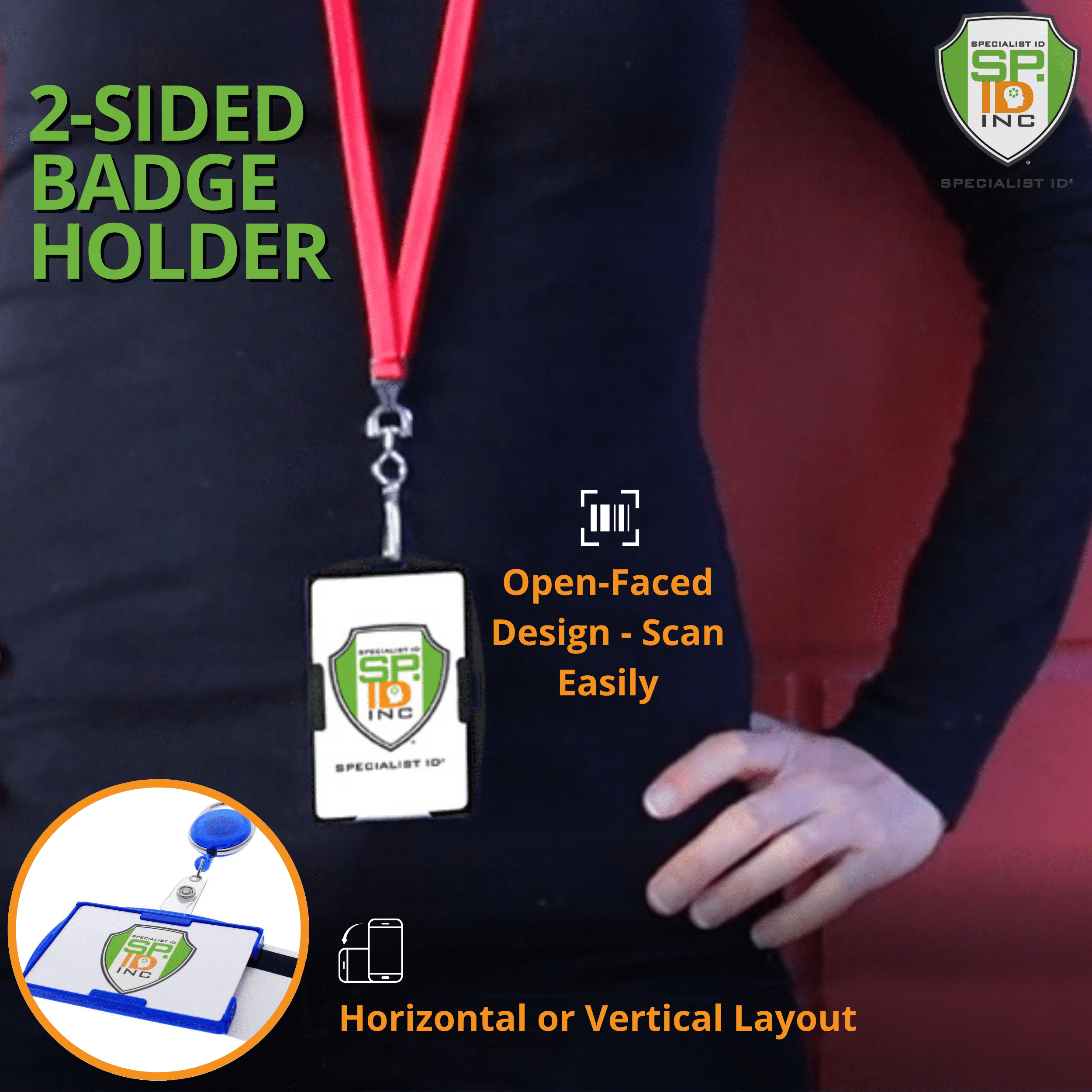 Specialist ID Black Dual Card ID Badge Holder - Holds 2 Cards
