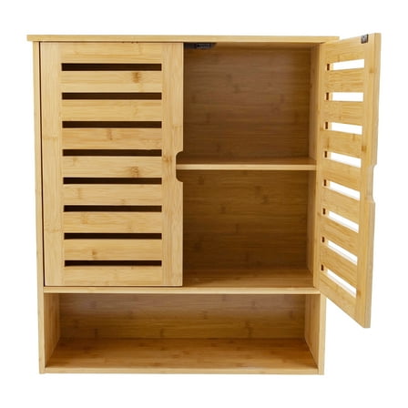 Miumaeov 3-Layer Bamboo Storage Cabinet Wall Mounted Modern Storage Cabinet Bathroom Wall Shelves