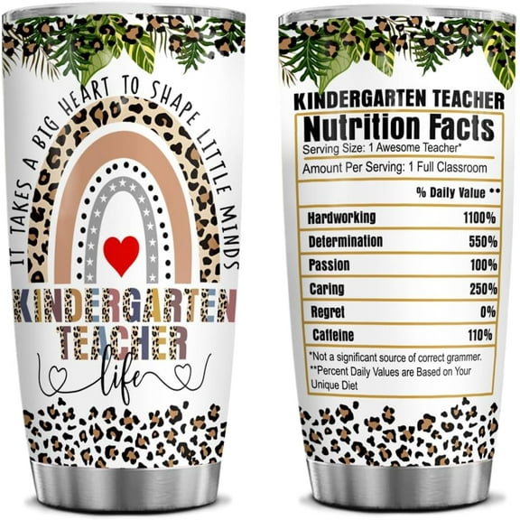 Kindergarten Teacher Appreciation 20 Oz Tumbler - Must-Have Supplies for Kinder Teachers, Best Christmas Funny Gift From Students
