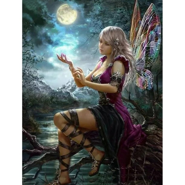 612px x 612px - Aousin 5D Full Round Drill Kit Rhinestone Fairy Under Moon Diamond Painting  for Living Room Decor - Walmart.com