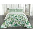 thumbnail image 2 of Ambesonne Cartoon Quilted Coverlet 3 Pcs, Mexican Cactus Plants, Queen Size, Lime Green Pale Pink, 2 of 4