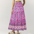 thumbnail image 5 of Women's Smocked High Waist Maxi Skirt Casual Boho Long Skirts with Pockets Purple Pink M, 5 of 5