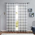 thumbnail image 3 of Bohogeo Gray Buffalo Checkered Sheer Kitchen Curtain, Farmhouse Plaid Rod Pocket Window Drapery 108 Inch Length for Bedroom Living Room, 2 Panels, 38"x108", 3 of 7
