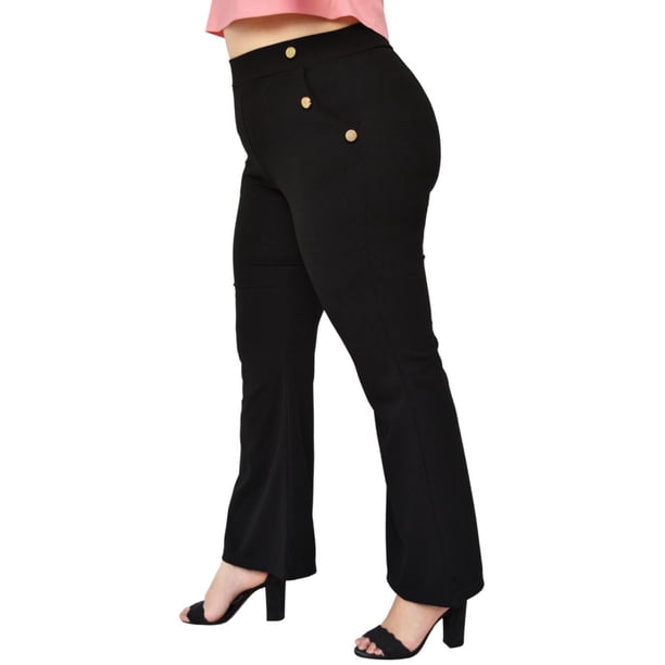 Pantalón de vestir pierna ancha (talla extra), modelo 2202 negro 38 Roman Fashion Pantalón extra 2202