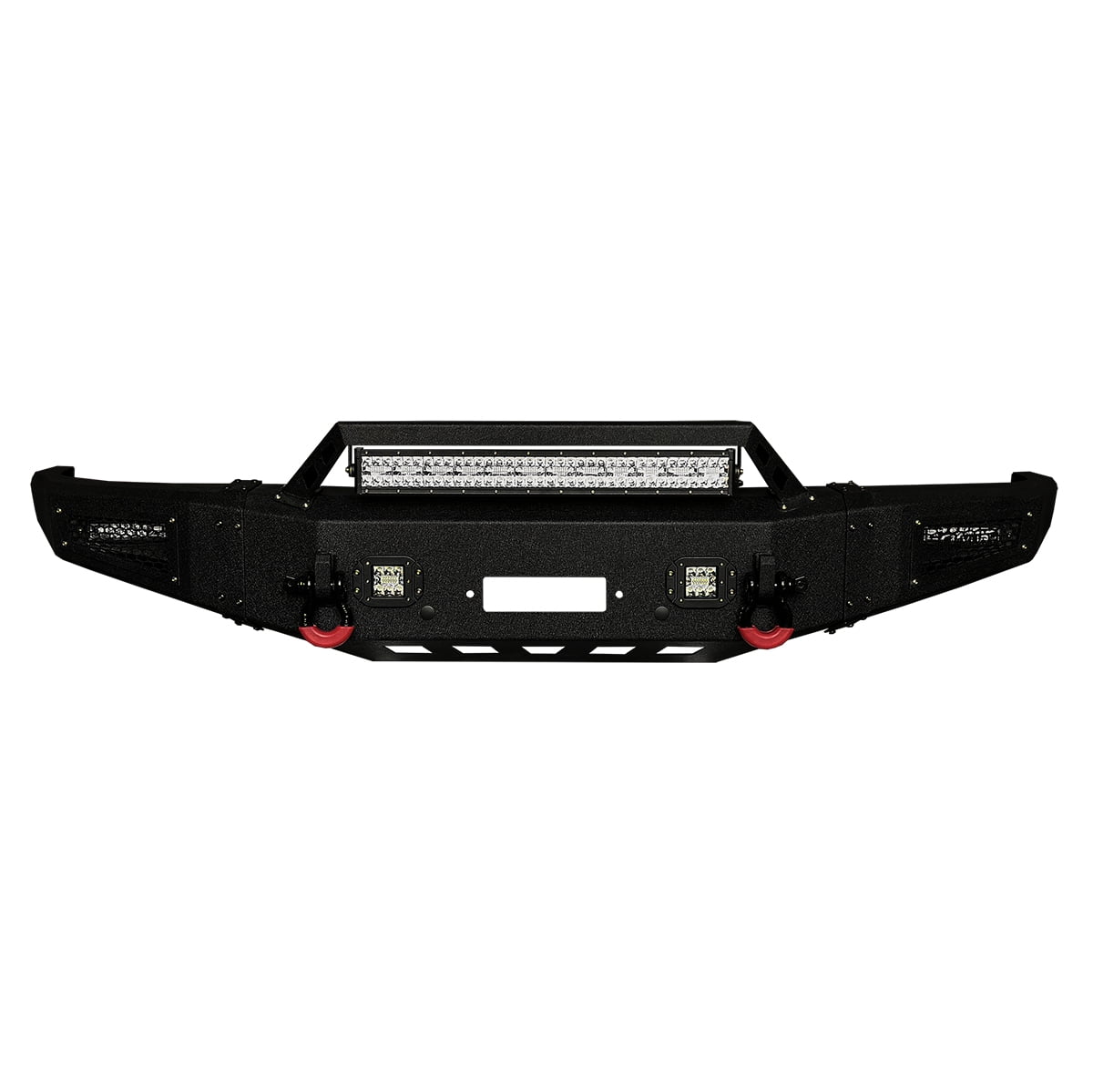 Vijay Compatible with 2014-2015 Chevrolet Silverado 1500 Front Bumper Textured Black Steel with Light and D-ring