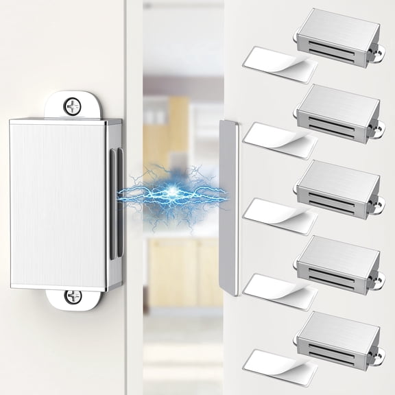 Jiayi 6 Pack Cabinet Magnetic Door Catch Self Adhesive Door Magnets Stainless Steel Strong Magnetic for Kitchen Cupboard Wardrobe Closet Door Closure Drawer Latch