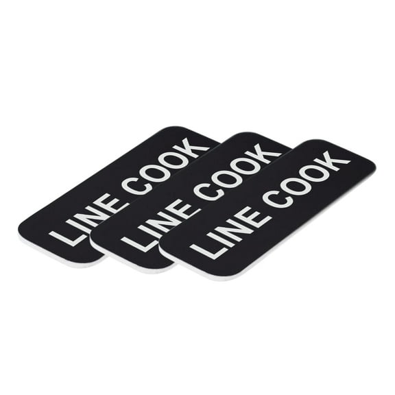 Line Cook 1 x 3" Name Tag/Badge, Black, (3 Pack)