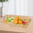 thumbnail image 1 of Bandeja decorativa para alimentos, organizador de mesa, cesta rectangular de almacenamiento de frutas para cupcakes y aperitivos , Dorado BLESIY Bandeja de pastel de postre, 1 of 8