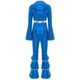 thumbnail image 4 of Sxiwei Women 70s 80s Disco Costume Long Sleeve Metallic Dance Jumpsuit for Party Performance Royal Blue XXL, 4 of 6