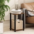 thumbnail image 2 of Furinno Simplistic Toolless Assembly Side Table, Rustic Brown 2-Tier End Table, Open Shelf Night Stand, Bedside Table for Living Room, Bedroom, Home Office, Amber Oak/Black, 2 of 5