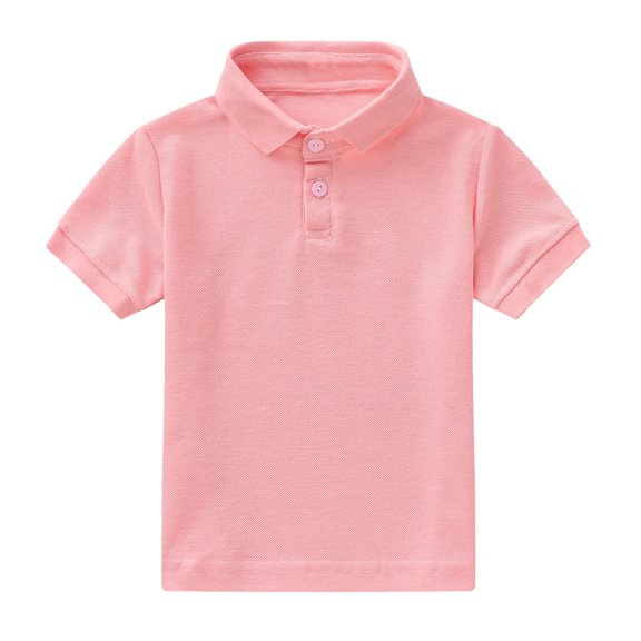 WUANDIXFA Tshirts for Youth Boys Shirts for Boys Short Sleeve Moisture Wicking Performance Kids Sport Striped Boys Polo Shirts Pink,4-5 Years