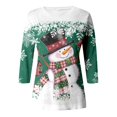 thumbnail image 5 of WEAIXIMIUNG T-Shirt de Noël Imprimé Col Rond Manches 3/4 Décontracté pour Femmes Saint-Valentin, 5 of 5