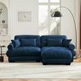 thumbnail image 3 of 93.7" Loveseat Sofa, 2 Seater Modular Sectional Sofa, Blue Large L Shaped Sectional Couches for Living Room, Fluffy Couch, Love Seat, Velvet Cloud Couch with Ottoman, Deep Seat Sofas for Living home, 3 of 12