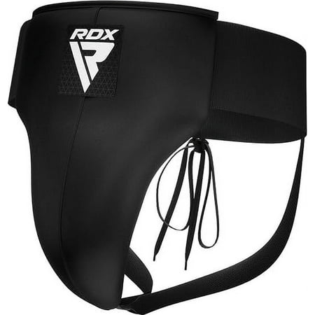 RDX R1 Abdominal Groin Guard, Muay Thai, Kickboxing, Maya Hide Leather MMA Training Groin Protector for Boxing, Black, Small