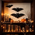 thumbnail image 4 of 3 PCS Woven Bat Wall Hanging Halloween Decor, 3D Scary Handcrafted Black Bats, Rustic Natural Farmhouse Halloween Creepy Decorations for Home Fireplace Door, 4 of 6