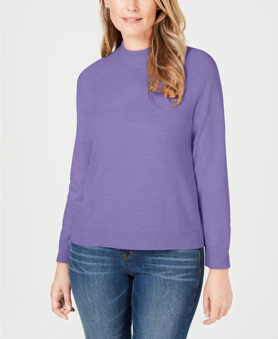 mock turtleneck sweater with back zipper