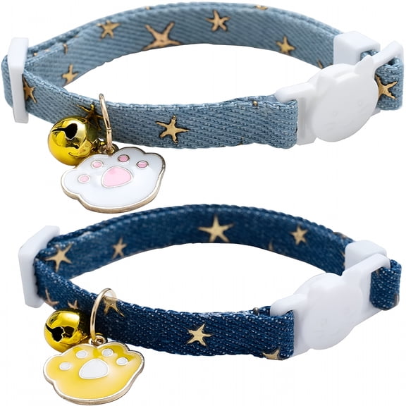 GASTROPOD 2026 New 2 Pack Cotton Breakaway Cat Collars with Bell for Indoor, Outdoor, Home, Travel, Play