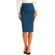 thumbnail image 1 of Falda lápiz de cintura alta con fruncidos para mujer INSPIRE CHIC, detalle de lazo, abertura trasera, midi, ajustada, talla XL, azul pavo real, 1 of 6